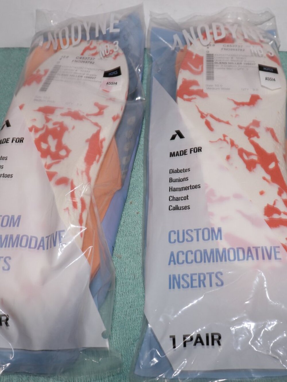 New Anodyne No. 3 Custom Accommodative Inserts Men's Size 10 -2 Pair